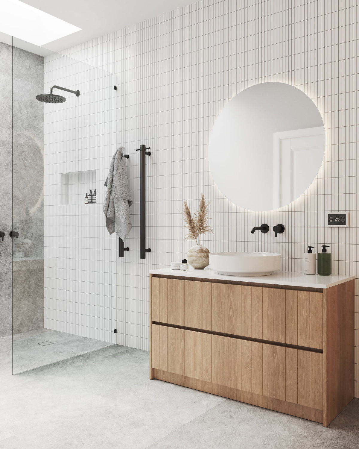 Backlit Round Mirror With Warm Light - Includes Mirror Demister
