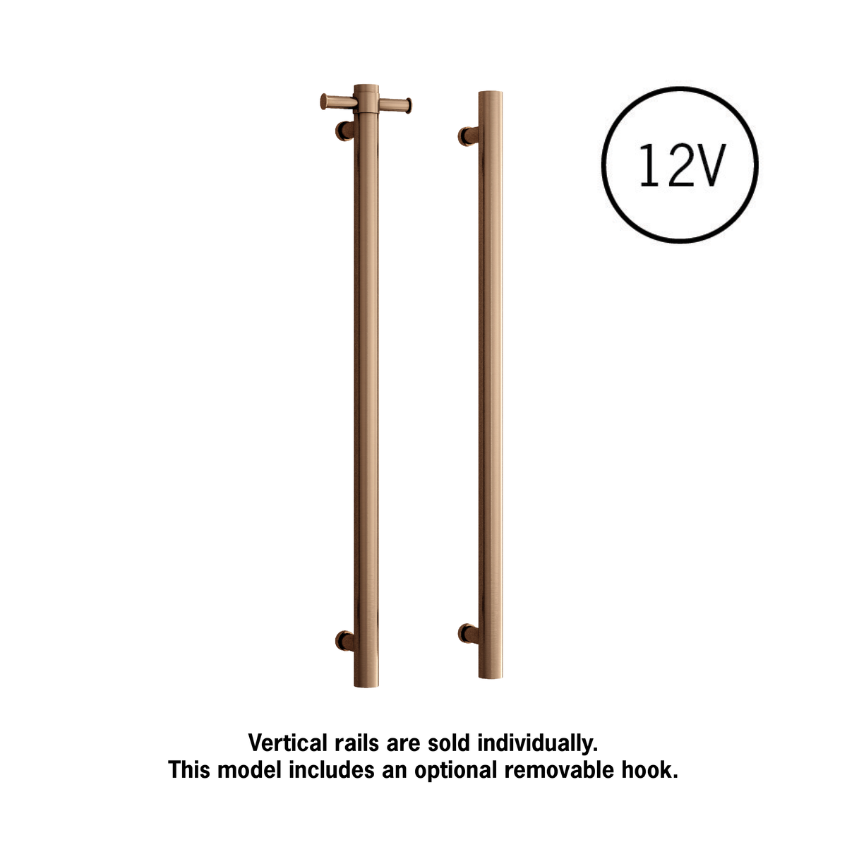 Thermorail Straight/Round 12Volt Vertical Bar With Optional Hook
