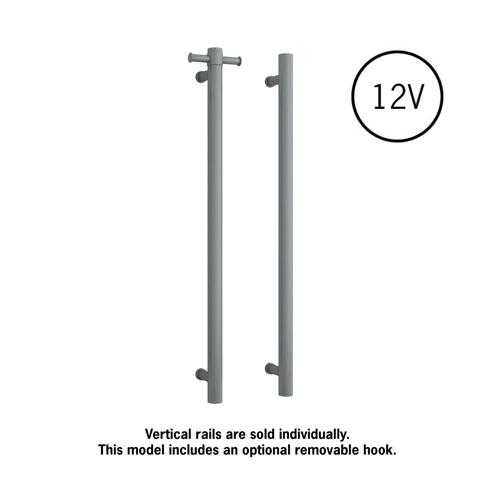 Thermorail Straight/Round 12Volt Vertical Bar With Optional Hook
