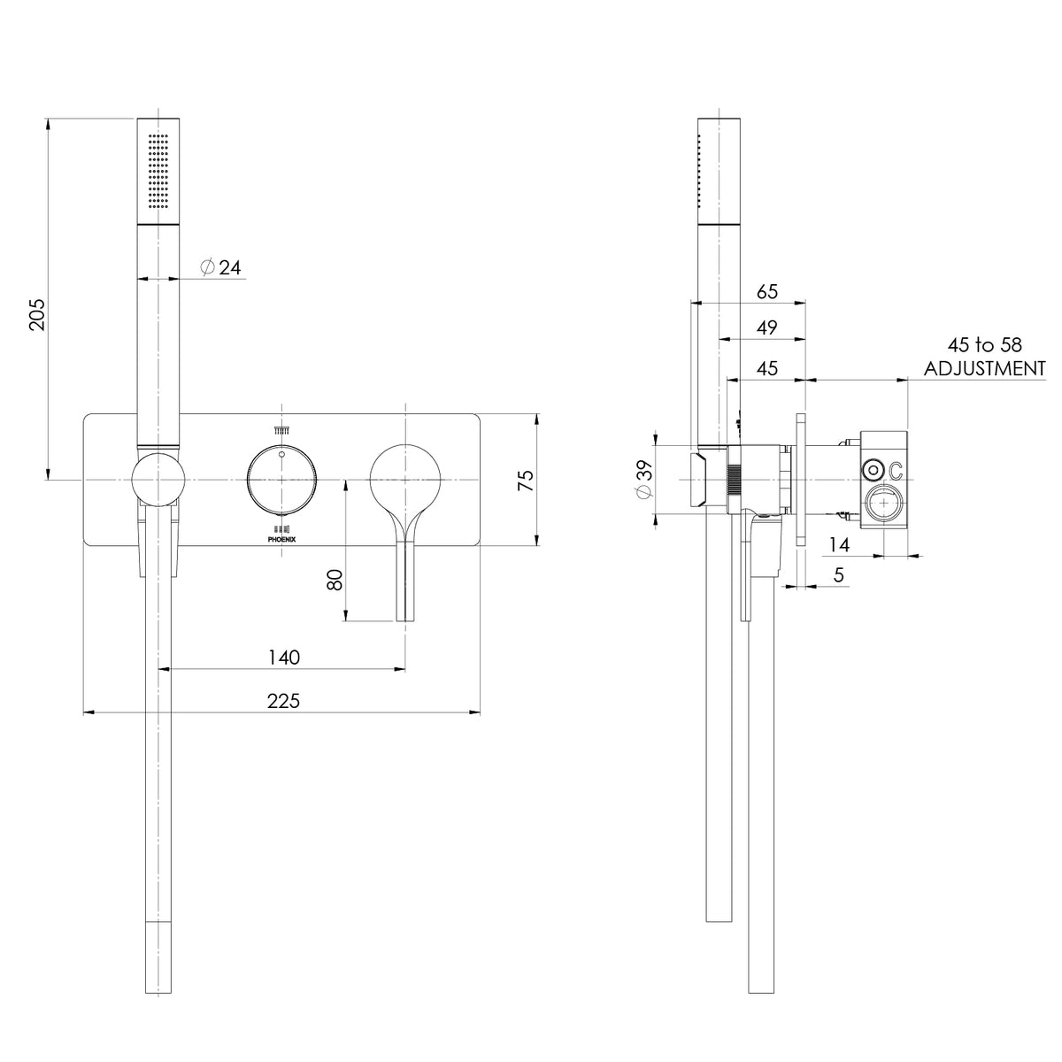 Phoenix Vivid Slimline Oval Wall Shower System