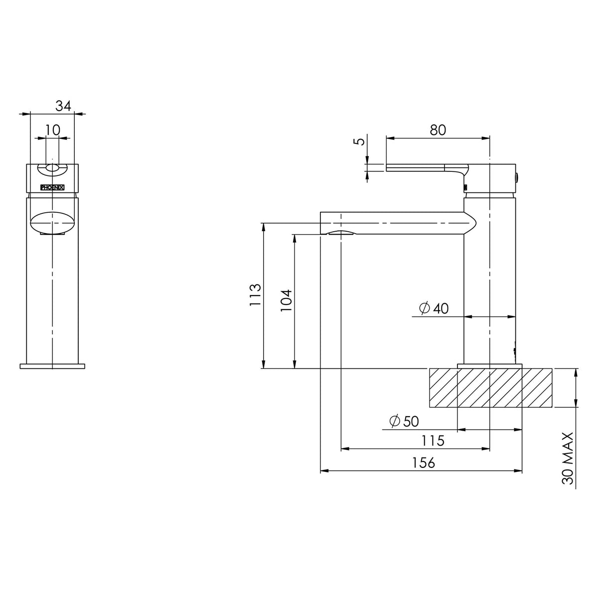 Phoenix Vivid Slimline Oval Basin Mixer – Lead Free