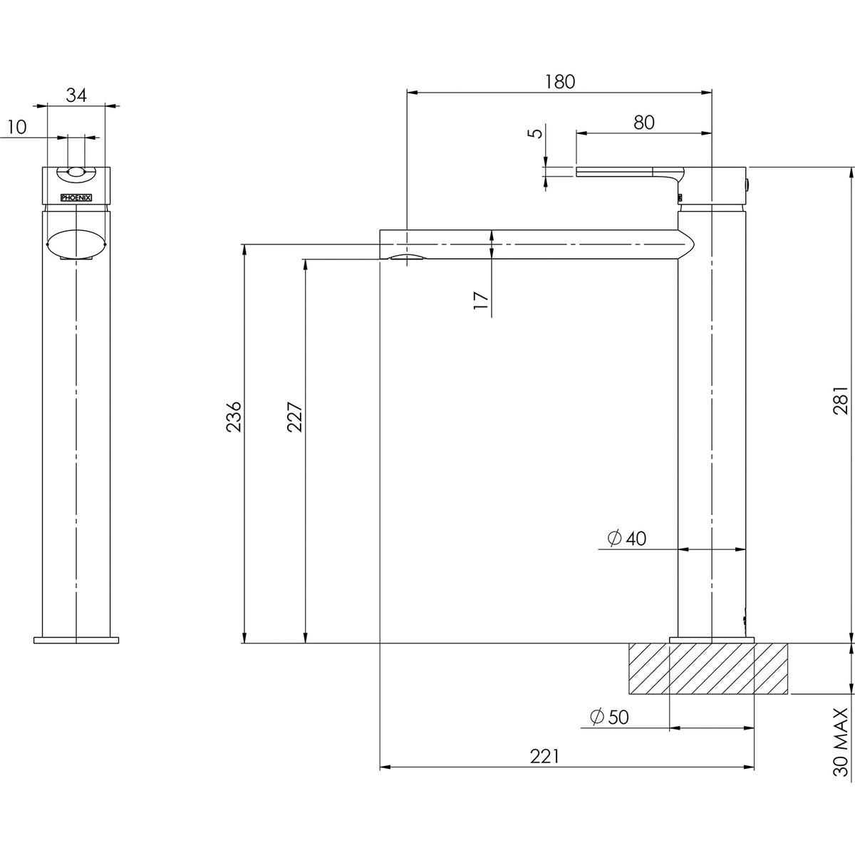 Phoenix Vivid Slimline Oval Vessel Mixer