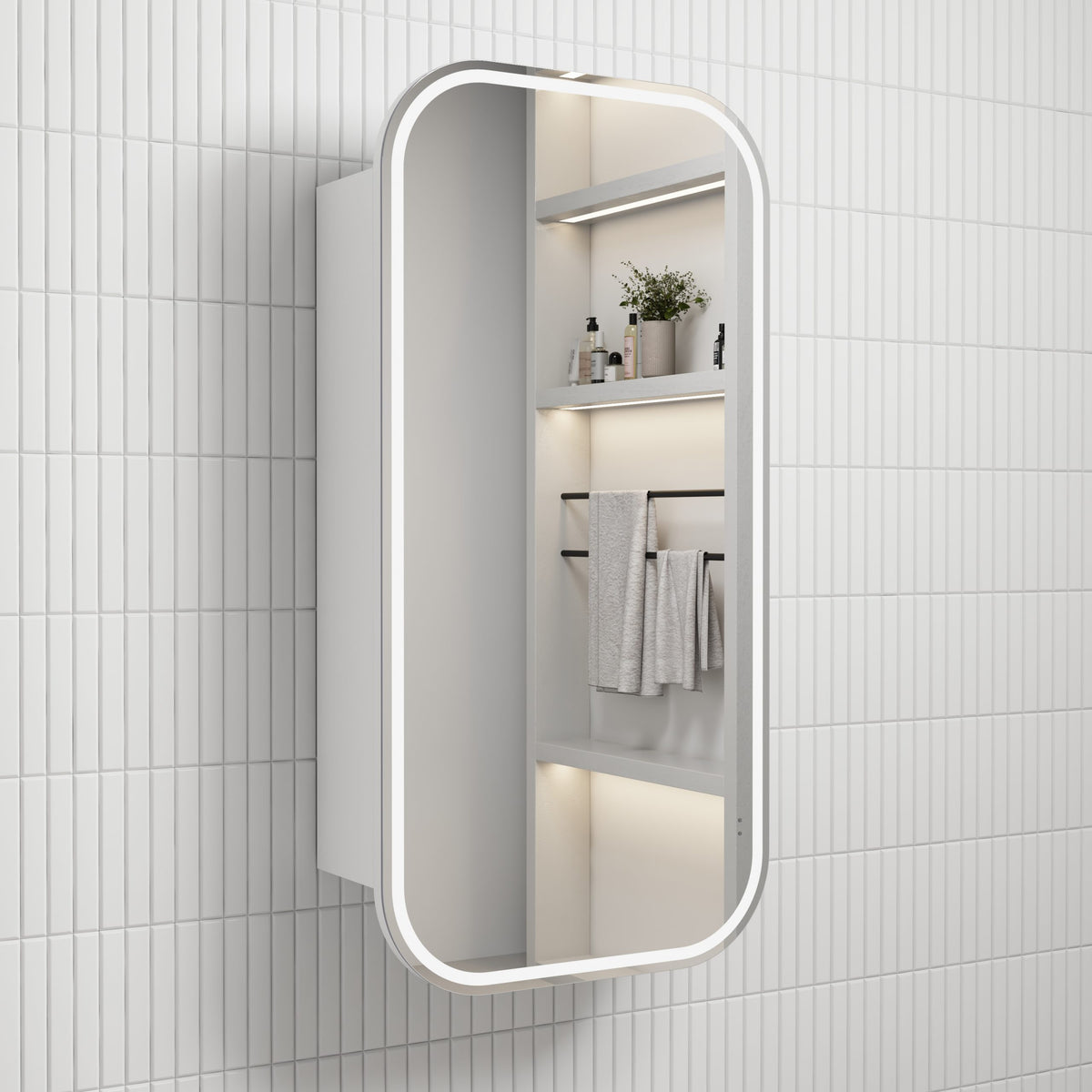 Aulic Vienna LED Shaving Cabinet Matte White Frameless