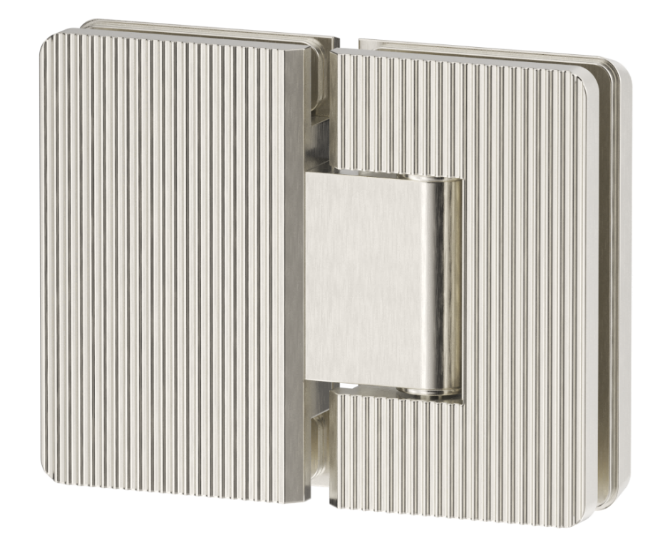 Bella Vista Shower Screen Hinge - Fluted - Glass to Glass - Brushed Nickel