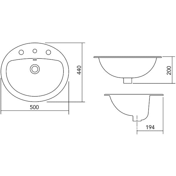 Stylus Venecia Drop-in Vanity Basin - 1TH