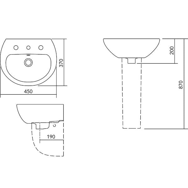 Stylus Venecia 450 Wall Basin - 1TH
