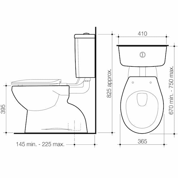 Stylus Venecia Connector Bottom Inlet S Trap Suite, Std Seat
