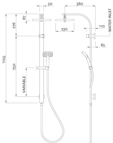Methven WAIPORI SHOWER SYSTEM SATINJET GRAPHITE