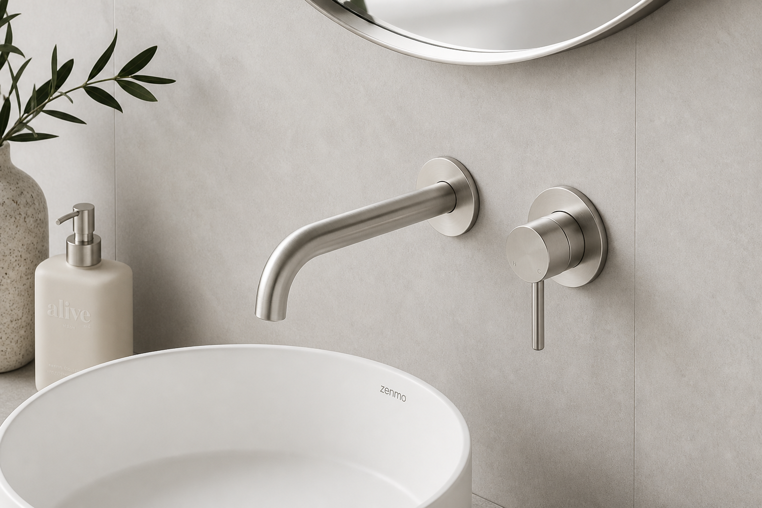 JESS Curved Basin/Bath Set with Round Plates (WT 708CR)