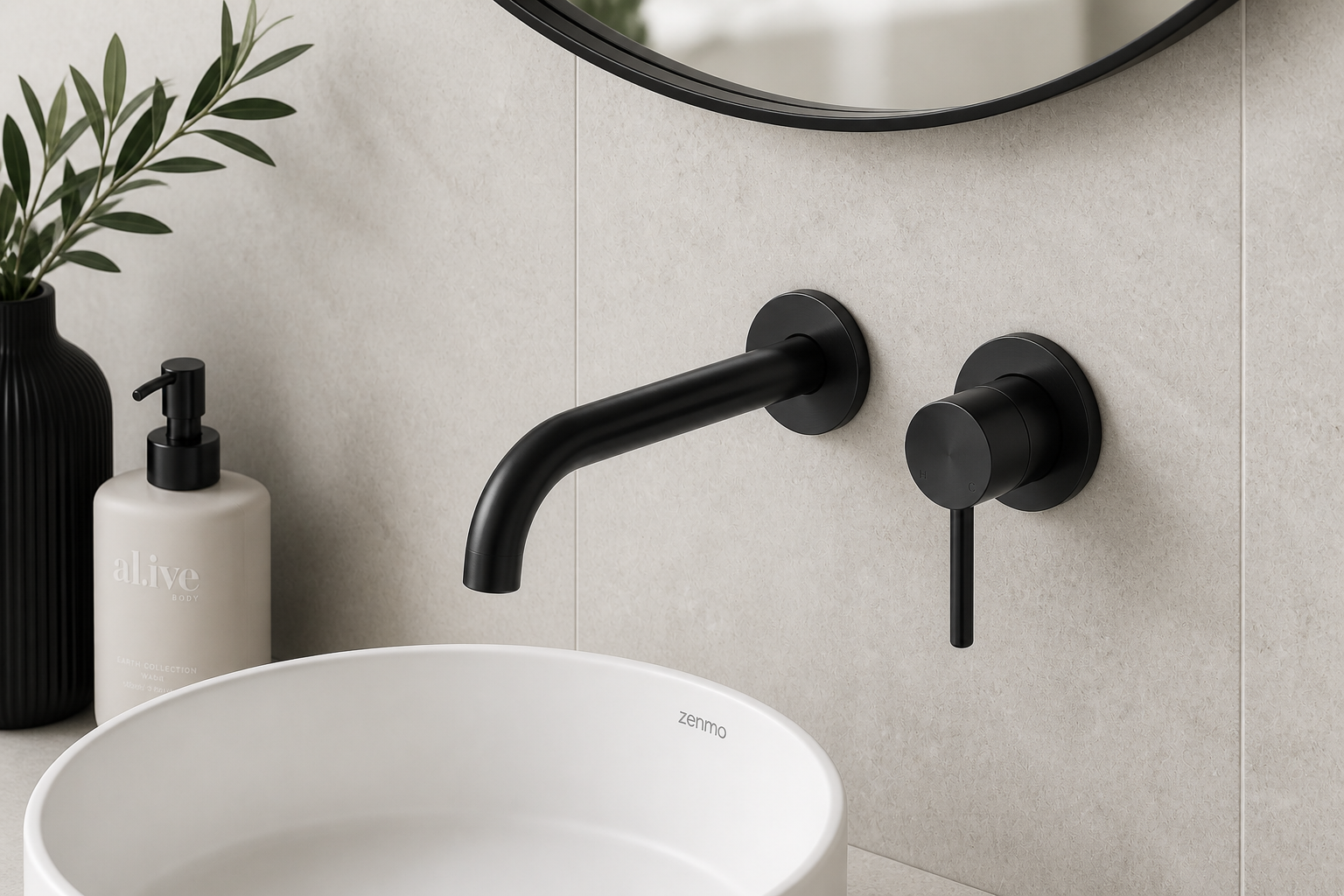 JESS Curved Basin/Bath Set with Round Plates (WT 708CR)
