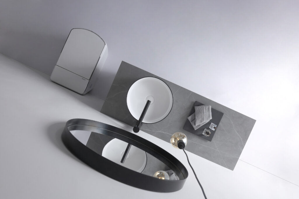 Aulic Dove Above Counter Basin Gloss White with Black Edge