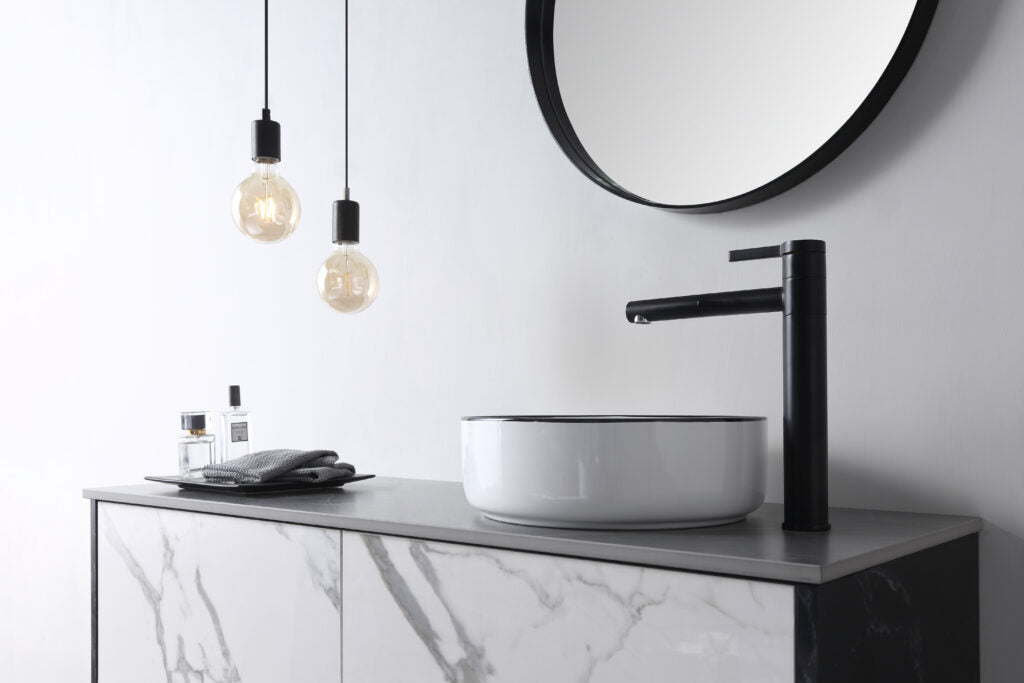 Aulic Dove Above Counter Basin Gloss White with Black Edge