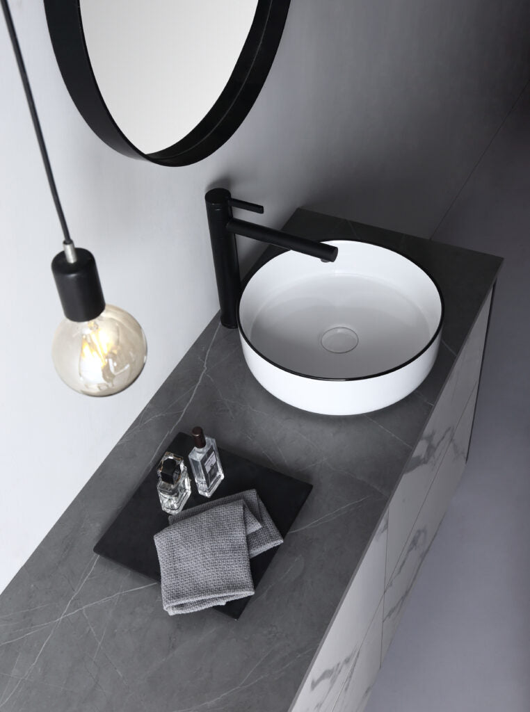 Aulic Dove Above Counter Basin Gloss White with Black Edge