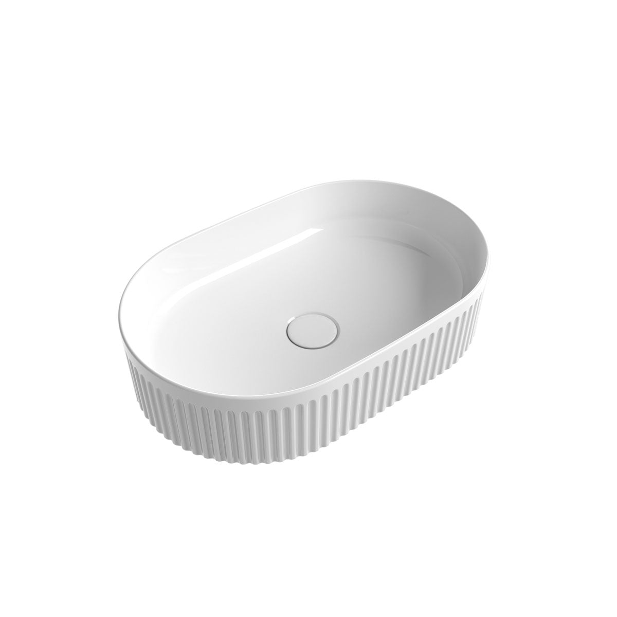Aulic Cadel Pill Above Counter Basin with V Groove Surface Gloss White