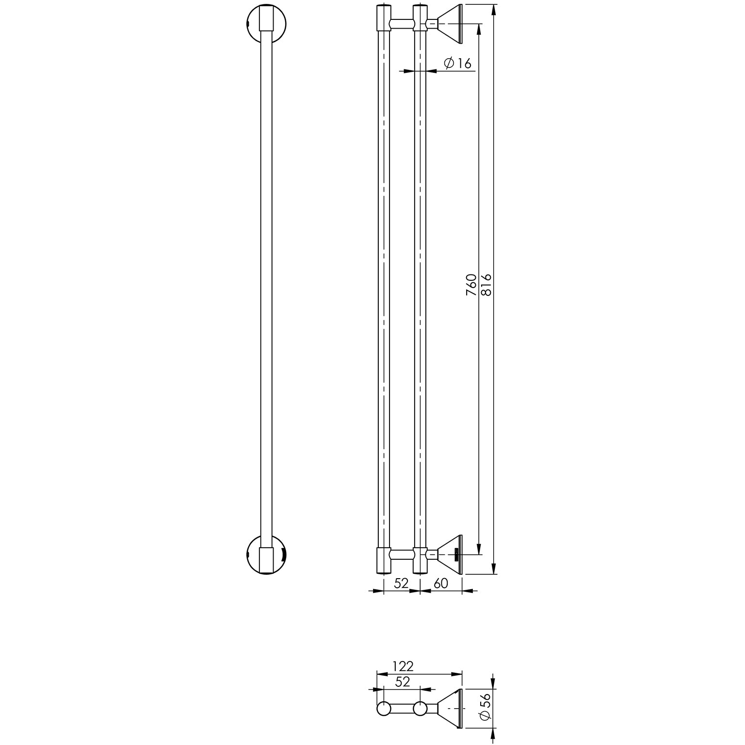 Phoenix Ivy Double Towel Rail 760mm