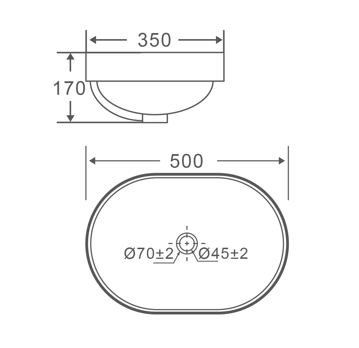VIVO Semi Inset Basin 500 x 350 x 175 MM