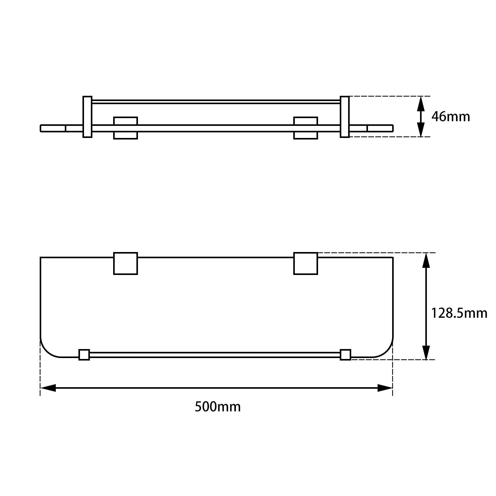 BLAZE Chrome Glass Shelf Holder 500mm