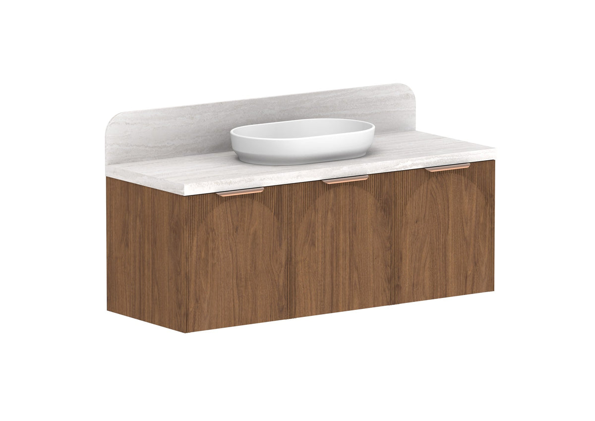 ADP Archie All-Door Wall Hung Vanity 1350mm centre bowl in Florentine Walnut