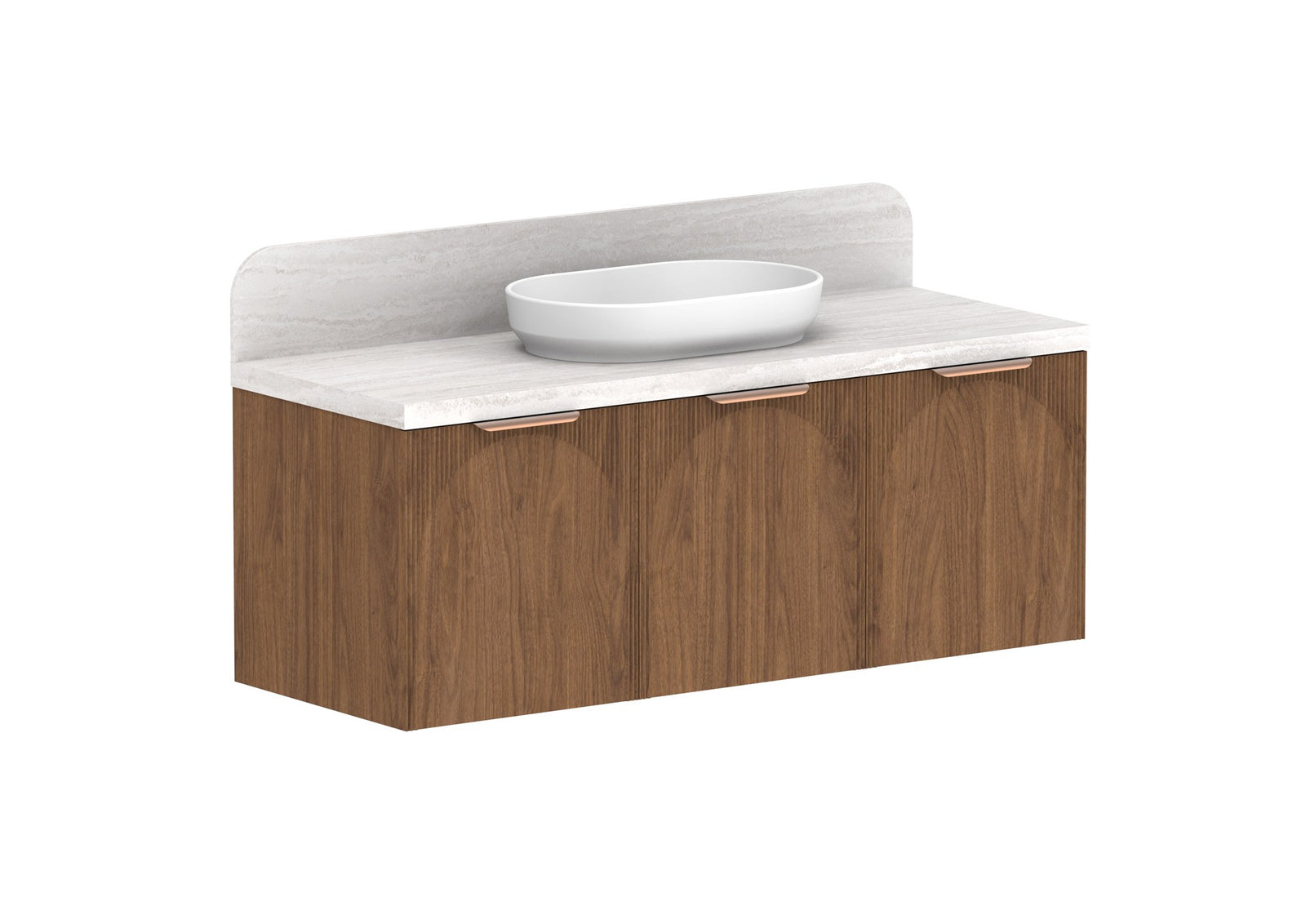 ADP Archie All-Door Wall Hung Vanity 1350mm centre bowl in Florentine Walnut