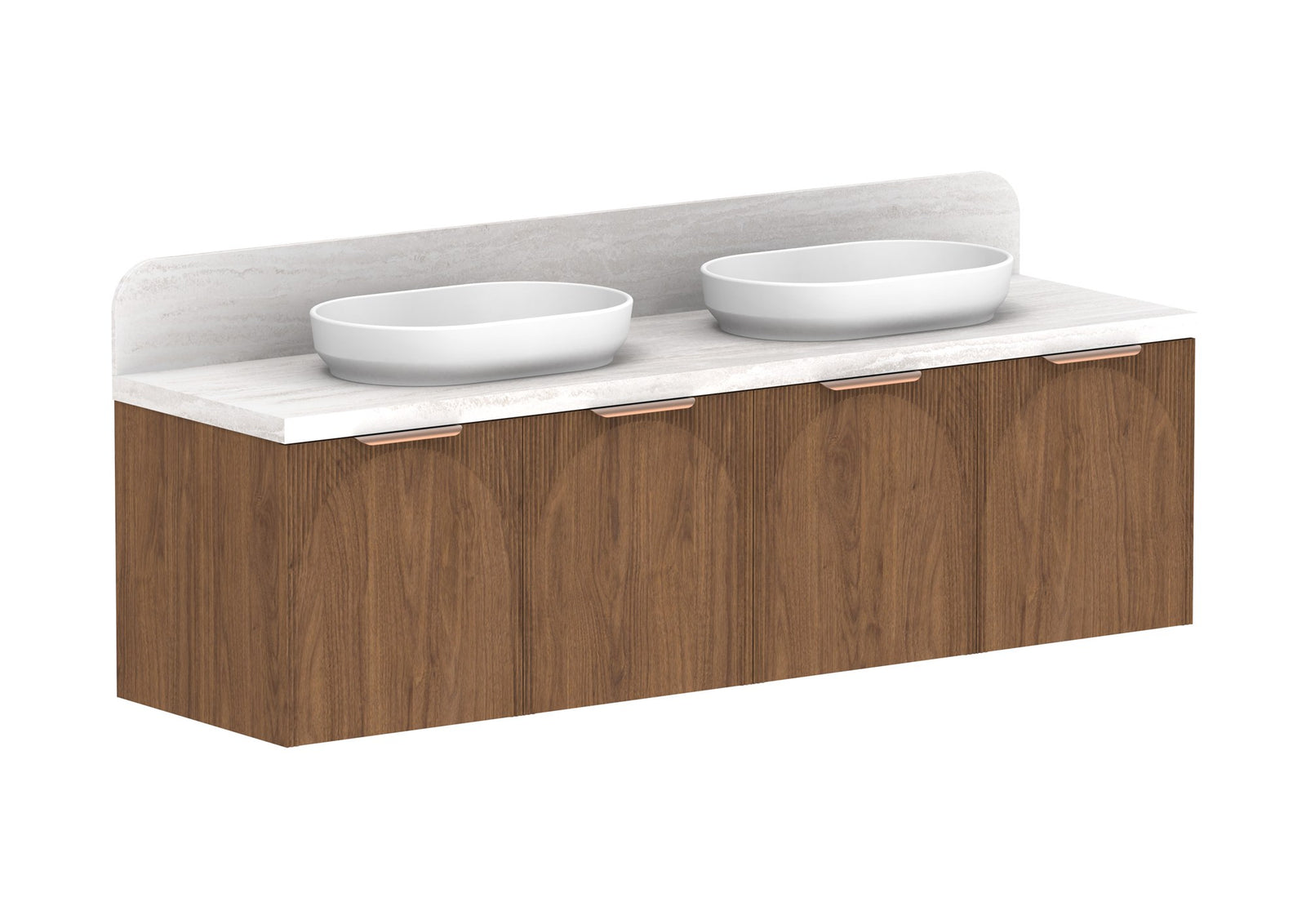 ADP Archie All-Door Wall Hung Vanity 1800mm double bowl in Florentine Walnut