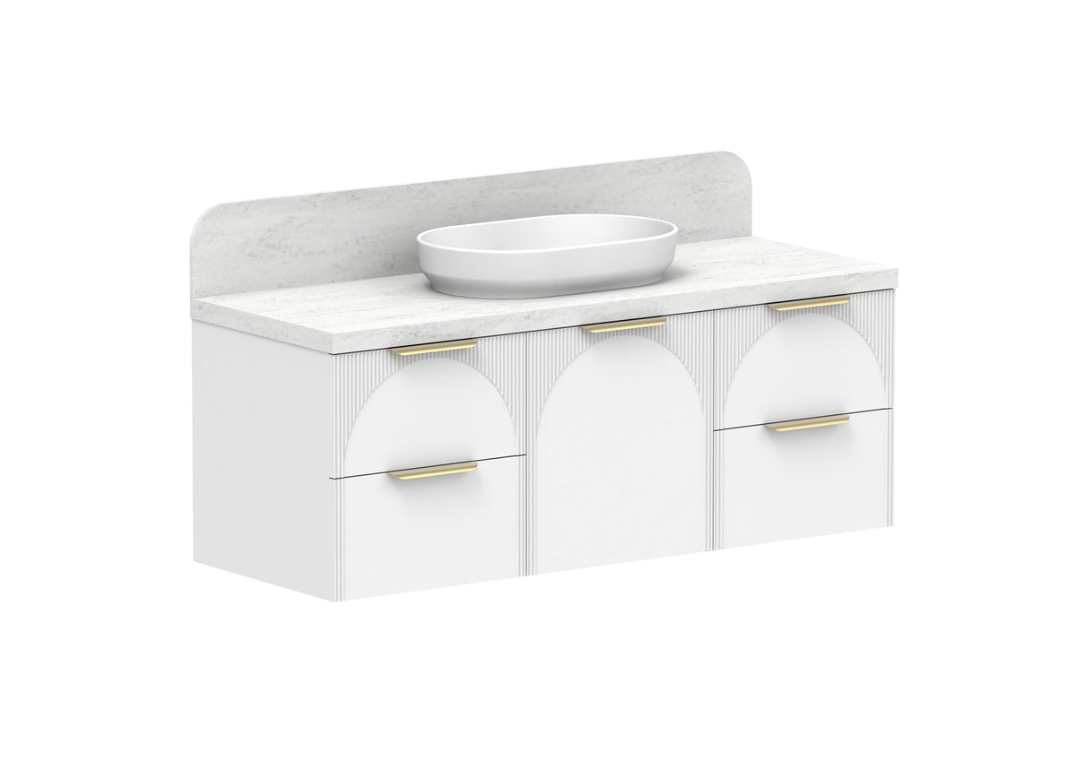 ADP Archie Door & Drawer Wall Hung Vanity 1350mm in Ultra White