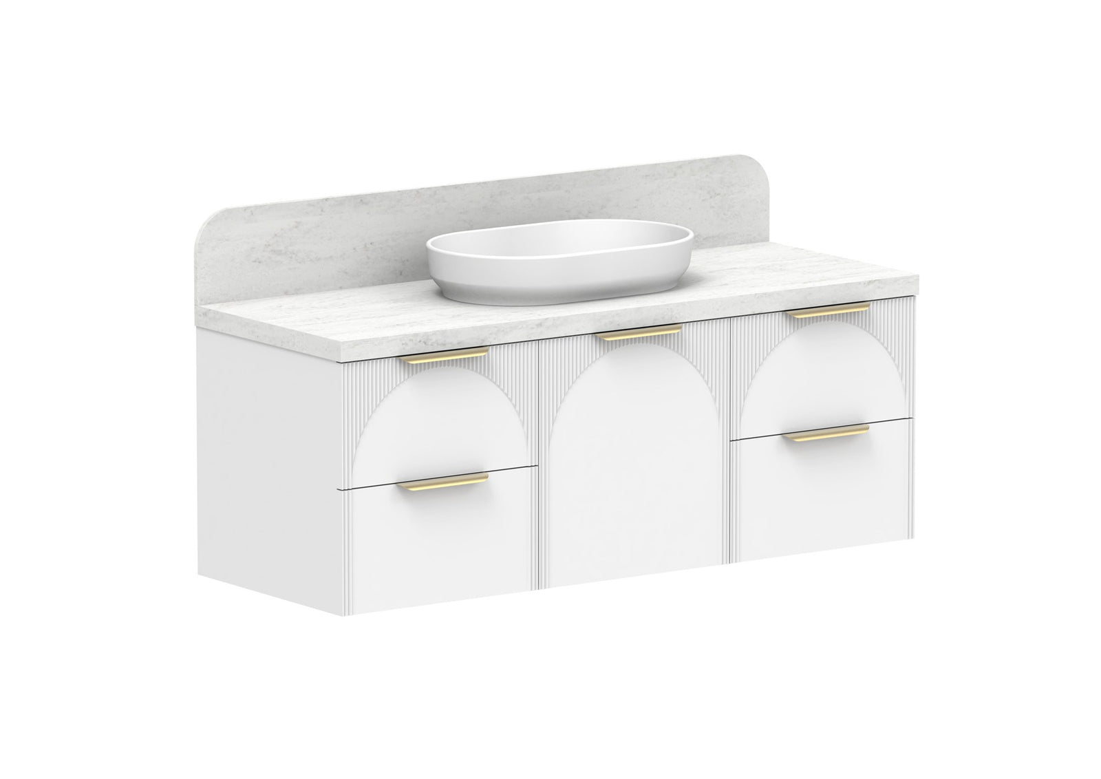 ADP Archie Door & Drawer Wall Hung Vanity 1350mm in Ultra White