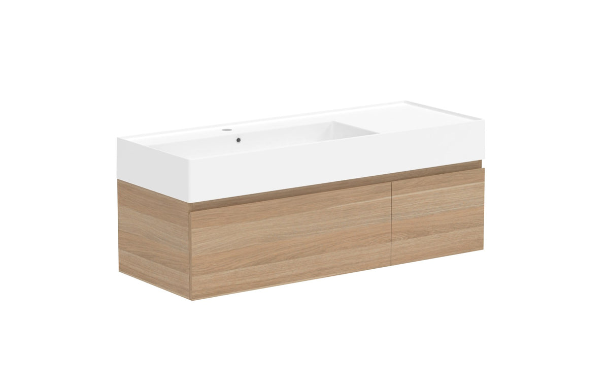 ADP Capri Wall Hung Vanity 1200mm left offset bowl