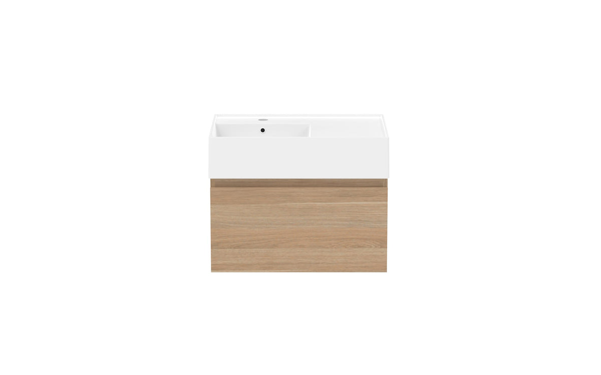 ADP Capri Wall Hung Vanity 600mm left offset bowl, front view