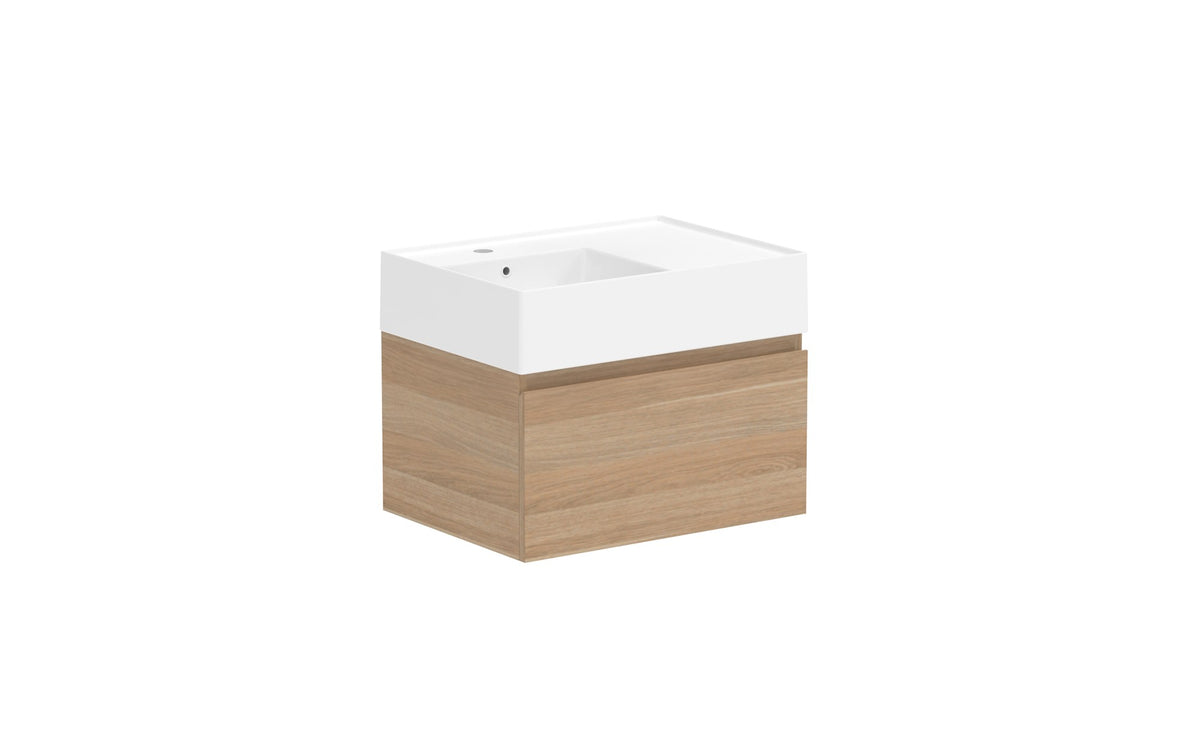 ADP Capri Wall Hung Vanity 600mm left offset bowl