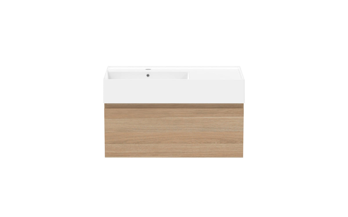 ADP Capri Wall Hung Vanity 800mm left offset bowl, front view