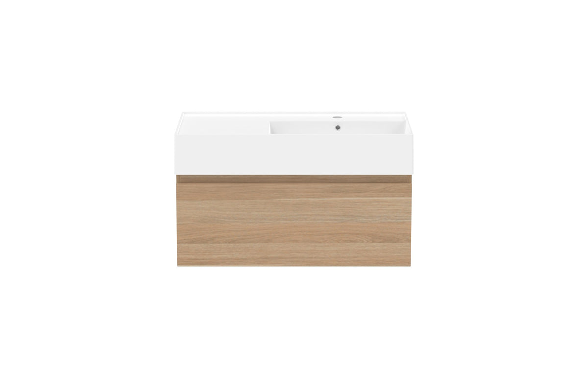 ADP Capri Wall Hung Vanity 800mm right offset bowl, front view