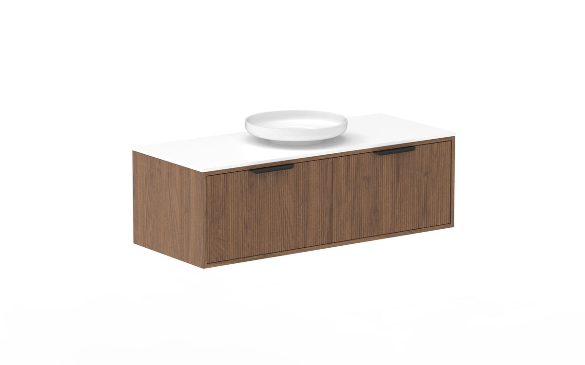 ADP Clifton Wall Hung Vanity 1200mm centre bowl in Florentine Walnut