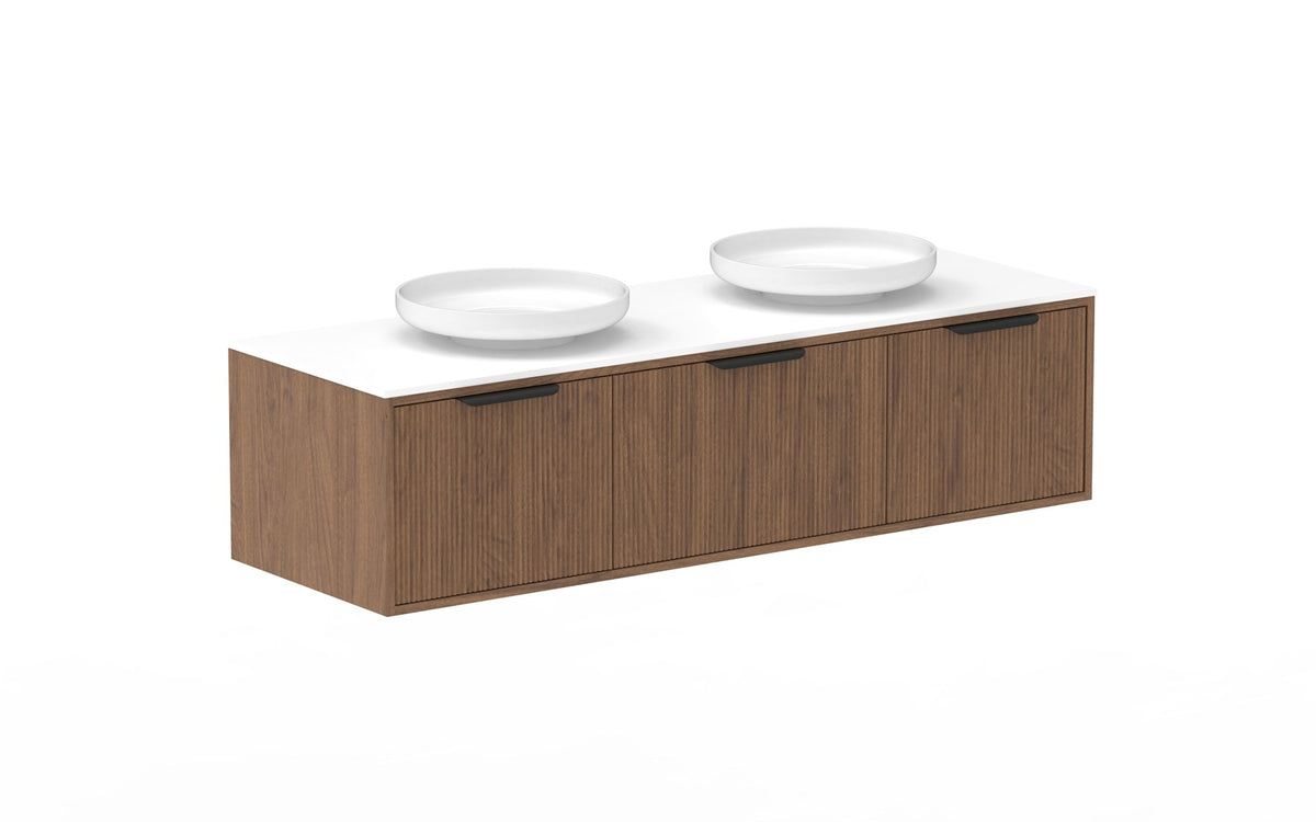 ADP Clifton Wall Hung Vanity 1500mm double bowl in Florentine Walnut