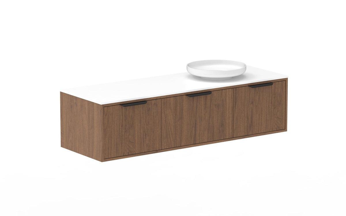 ADP Clifton Wall Hung Vanity 1500mm right offset bowl in Florentine Walnut