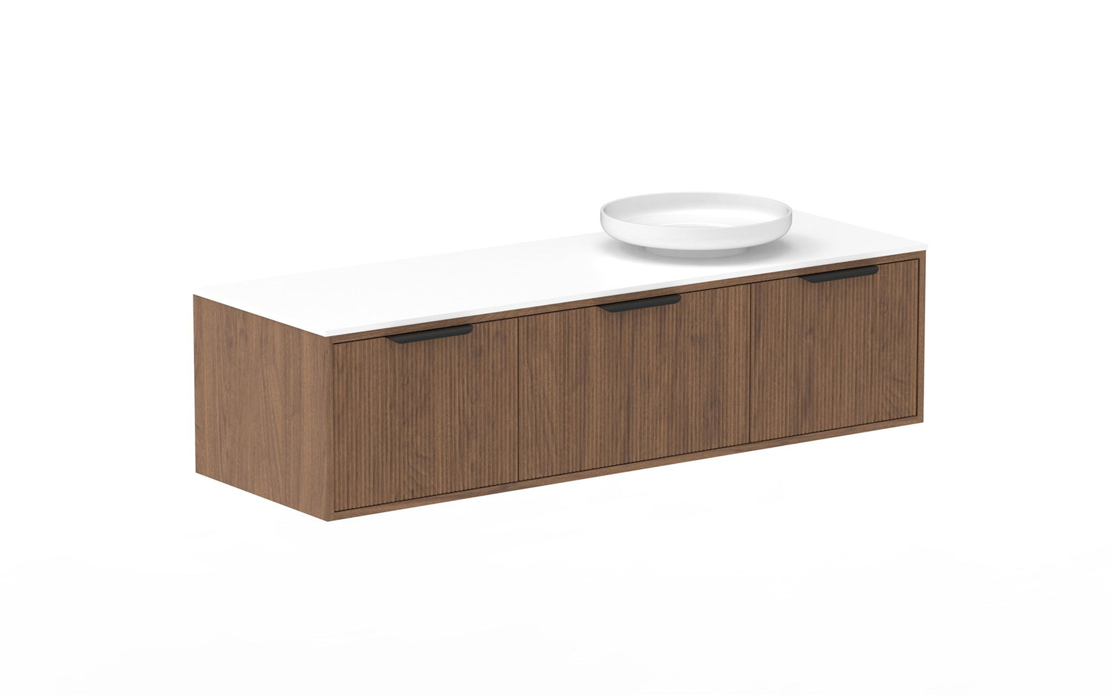 ADP Clifton Wall Hung Vanity 1500mm right offset bowl in Florentine Walnut