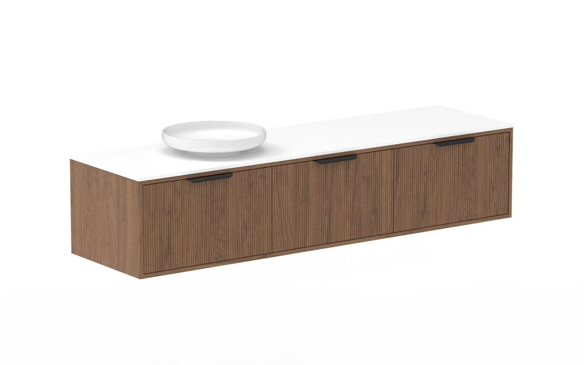 ADP Clifton Wall Hung Vanity 1800mm left offset bowl in Florentine Walnut