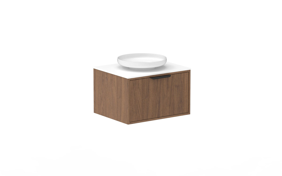 ADP Clifton Wall Hung Vanity 600mm centre bowl in Florentine Walnut