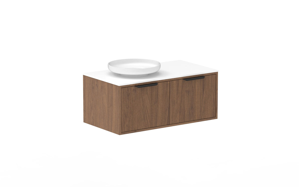 ADP Clifton Wall Hung Vanity 900mm left offset bowl in Florentine Walnut