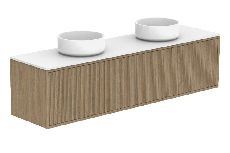 ADP Clifton Ensuite Wall Hung Vanity 1500mm double bowl in Prime Oak
