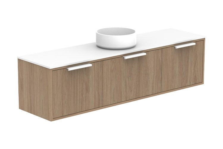 ADP Clifton Ensuite Wall Hung Vanity 1500mm centre bowl in Prime Oak, with handles