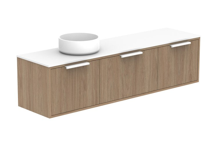 ADP Clifton Ensuite Wall Hung Vanity 1500mm left offset bowl in Prime Oak, with handles