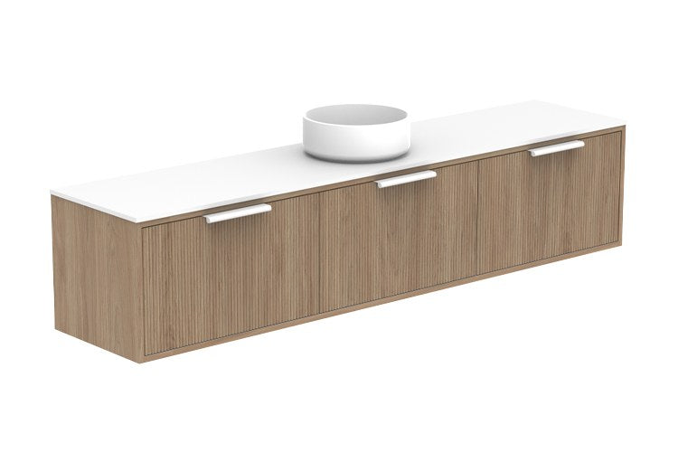 ADP Clifton Ensuite Wall Hung Vanity 1800mm centre bowl in Prime Oak, with handles