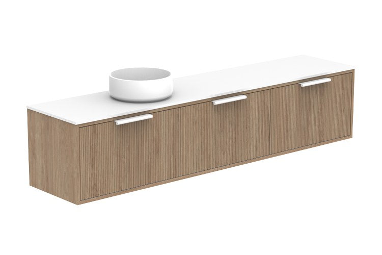 ADP Clifton Ensuite Wall Hung Vanity 1800mm left offset bowl in Prime Oak, with handles