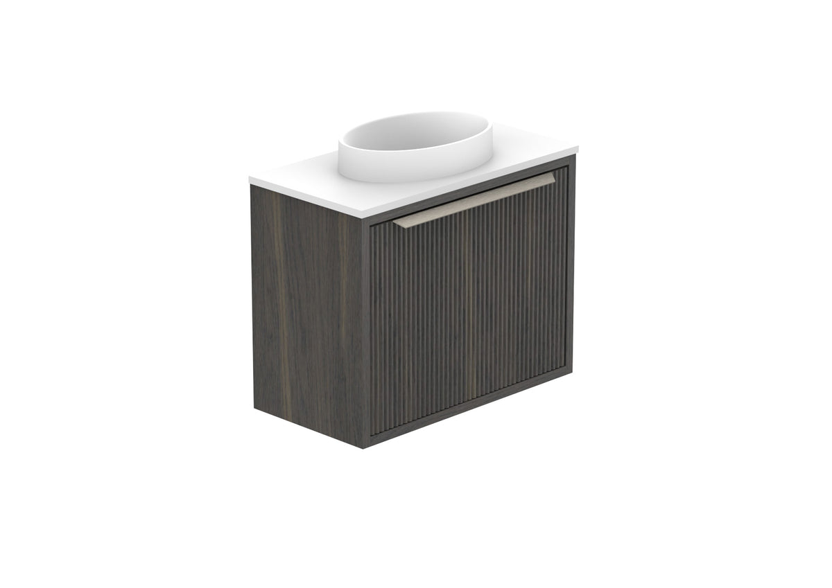 ADP Clifton Mini Wall Hung Vanity in Bottega Oak, with handles