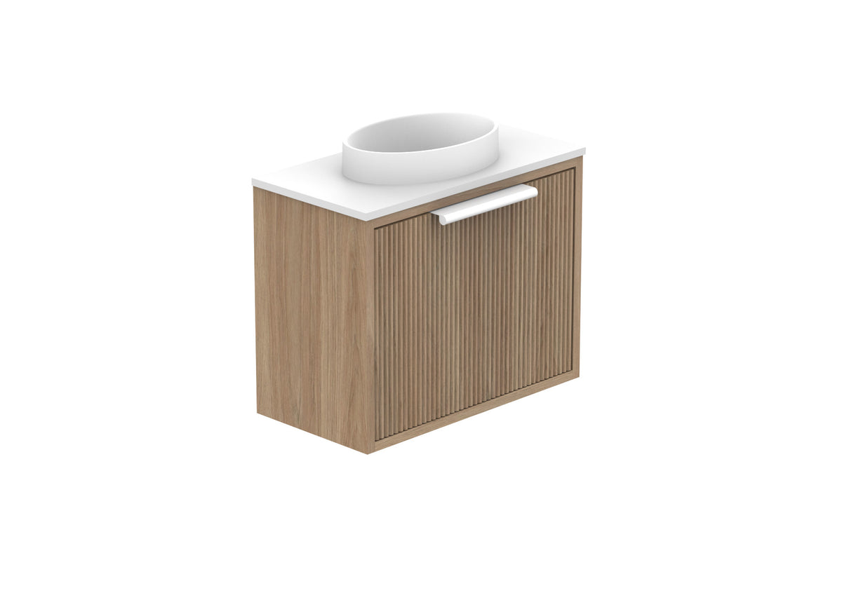 ADP Clifton Mini Wall Hung Vanity in Prime Oak, with handles