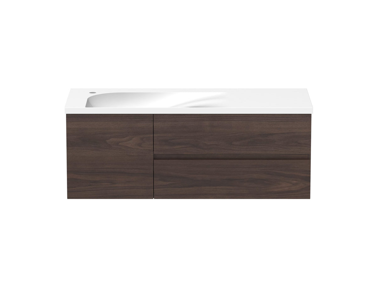 ADP Drift Wall Hung Vanity 1200mm left offset bowl, front view