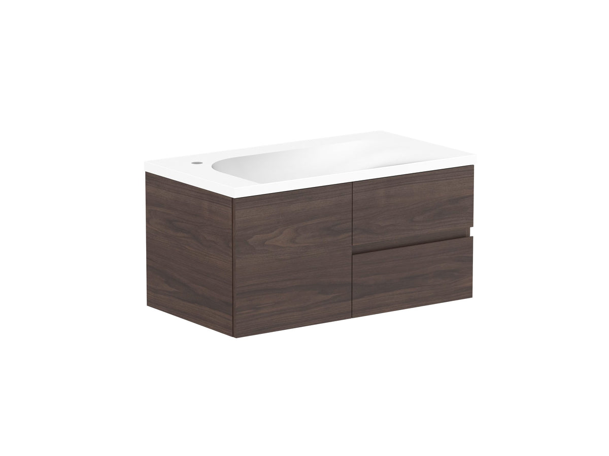 ADP Drift Wall Hung Vanity 900mm left offset bowl