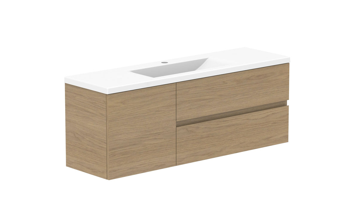 ADP Drift Ensuite Wall Hung Vanity 1200mm centre bowl in Boston Oak