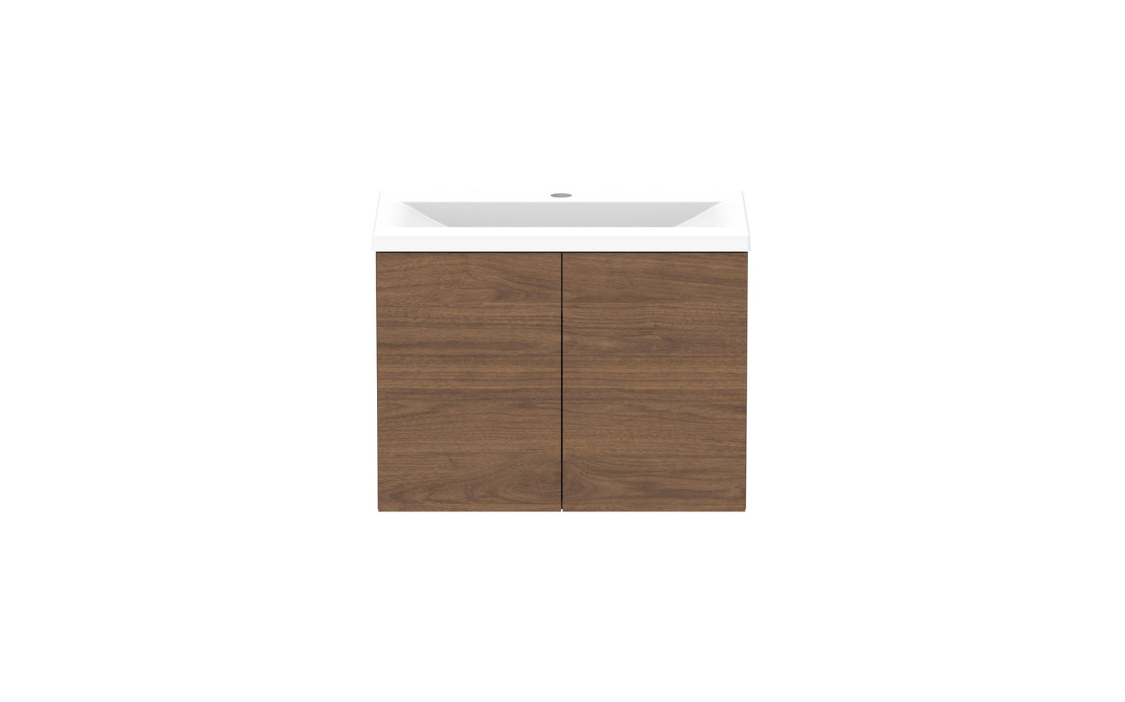 ADP Drift Ensuite Wall Hung Vanity 600mm centre bowl in Florentine Walnut, front view