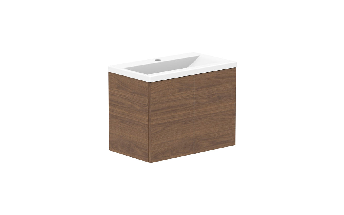 ADP Drift Ensuite Wall Hung Vanity 600mm centre bowl in Florentine Walnut